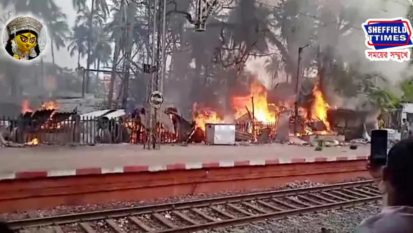 Santoshpur Station : স্টেশন লাগোয়া ১২টি দোকান পুড়ে ছাই